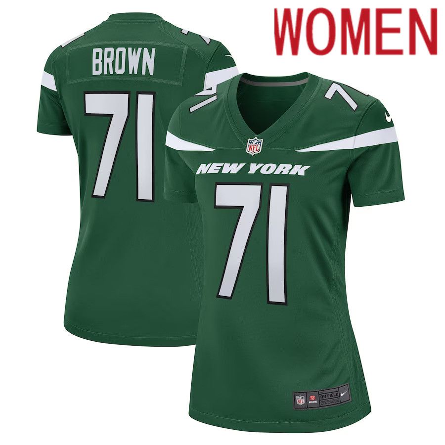 Women New York Jets 71 Duane Brown Nike Gotham Green Game Player NFL Jersey